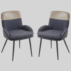 Rolla Dark Grey And Beige Fabric Dining Chairs - Pair