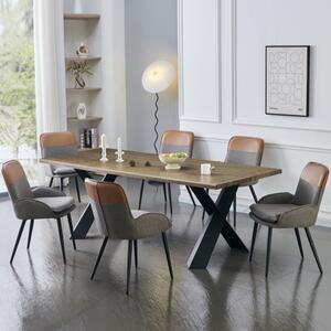 Laughlin Wooden Dining Table With 6 Rolla Light Grey Chairs - Oak