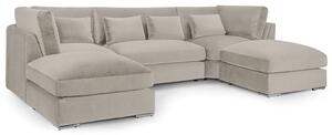 Bellingham Velvet U Shaped Corner Sofa In Beige