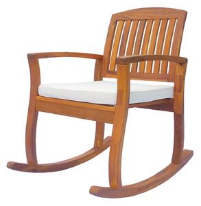 Outsunny Garden Acacia Wood Rocking Chair Deck Indoor Outdoor Porch Seat Rocker with Cushion