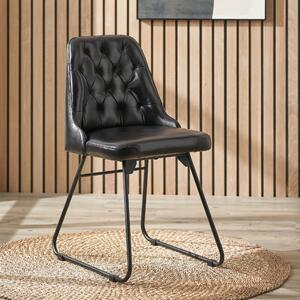 Camillo Diamond Back Dining Chair, Leather Black