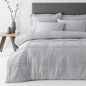 Denver Marl Grey Pintuck Duvet Cover and Pillowcase Set