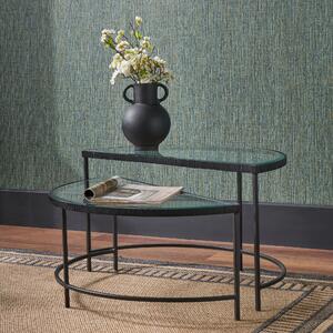 Marazzi Half Moon Coffee Tables, Bevelled Glass Black