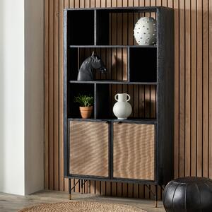 Fiji 2 Door Shelving Unit, Acacia Wood and Rattan