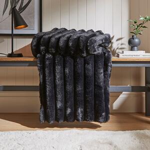 Ribbed Fur Throw 130cm x 180cm Black