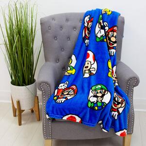 Super Mario Circles Fleece Blanket Blue