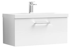 Arno Wall Mounted 1 Drawer Vanity Unit with Basin Gloss White