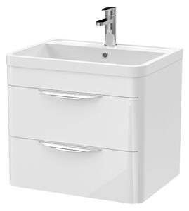 Parade Wall Mounted Vanity Unit with Ceramic Basin Gloss White