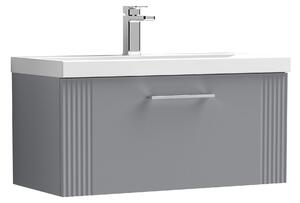 Deco Wall Mounted Single Drawer Vanity Unit with Basin Satin Grey