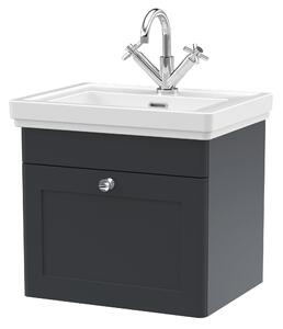 Classique Wall Mounted 1 Drawer Vanity Unit with Basin Soft Black