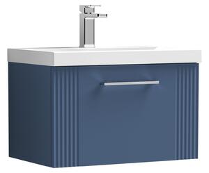 Deco Wall Mounted Single Drawer Vanity Unit with Basin Satin Blue