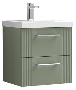 Deco Wall Mounted 2 Drawer Vanity Unit with Basin Satin Green