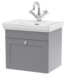 Classique Wall Mounted 1 Drawer Vanity Unit with Basin Satin Grey