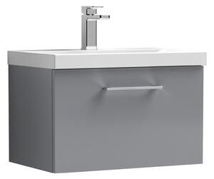 Arno Wall Mounted 1 Drawer Vanity Unit with Basin Satin Grey