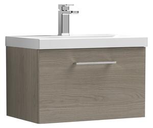 Arno Wall Mounted 1 Drawer Vanity Unit with Basin Solace Oak