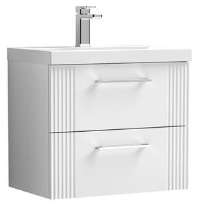 Deco Wall Mounted 2 Drawer Vanity Unit with Basin Satin White