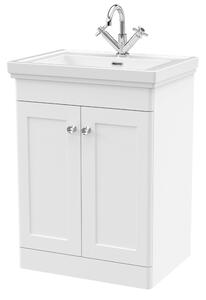 Classique Floor Standing 2 Door Vanity Unit with Basin Satin White
