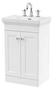 Classique Floor Standing 2 Door Vanity Unit with Basin Satin White
