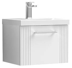 Deco Wall Mounted Single Drawer Vanity Unit with Basin Satin White