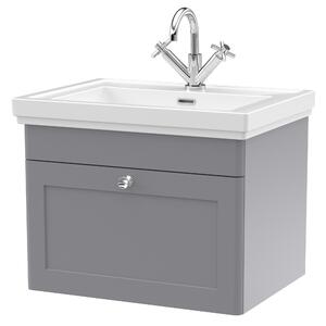 Classique Wall Mounted 1 Drawer Vanity Unit with Basin Satin Grey