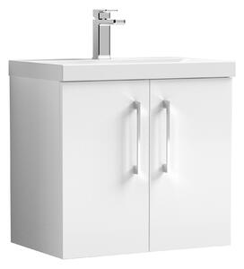 Arno Wall Mounted 2 Door Vanity Unit with Basin Gloss White