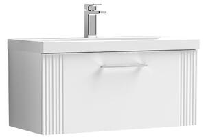 Deco Wall Mounted Single Drawer Vanity Unit with Basin Satin White