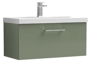 Arno Wall Mounted 1 Drawer Vanity Unit with Basin Satin Green