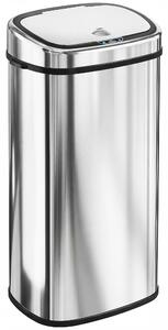 HOMCOM 68L Automatic Sensor Lid Steel Kitchen Bin Silver Aosom UK