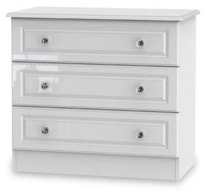 Kinsley White Gloss Contemporary 3 Drawer Storage Chest for Bedroom | Roseland Furniture