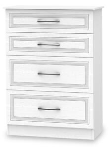 Killgarth White Contemporary 4 Drawer Deep Storage Chest for Bedroom | Roseland Furniture