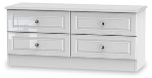 Kinsley White Gloss Contemporary 4 Drawer Low Storage Chest Unit | Roseland Furniture