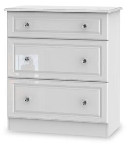Kinsley White Gloss 3 Drawer Deep Storage Chest for Bedroom | Roseland Furniture