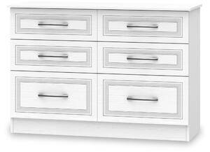 Killgarth White Wide Chest of 6 Drawers | Wooden Storage Cabinet | Roseland Furniture
