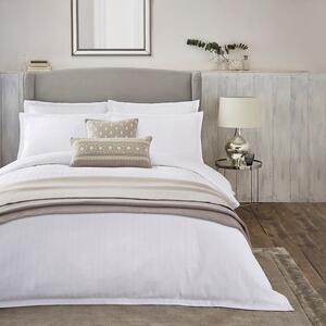 Dorma Purity Staunton Waffle Stripe White 100% Cotton Duvet Cover and Pillowcase Set