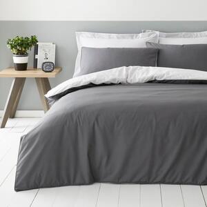 Malvern Grey 180 Thread Count 100% Cotton Reversible Duvet Cover and Pillowcase Set