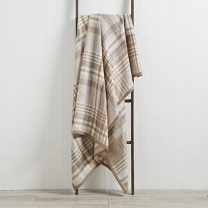 Super Soft Plaid Check Natural Throw Blanket