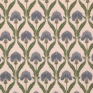 ANTE DECOR Highland Thistle Digital Print Fabric Cream Blue