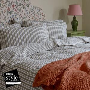 Thyme Somerley Stripe Linen Blend Flat Sheet | Super King | Piglet in Bed