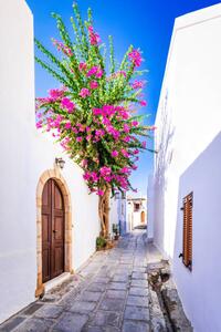 Photography Rhodes, Greece. Beautiful narrow street in, emicristea