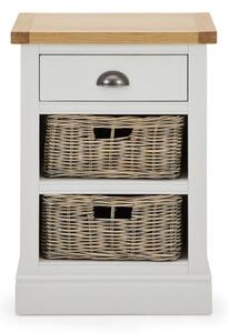 Compton Tall Side Table with Baskets, Ivory