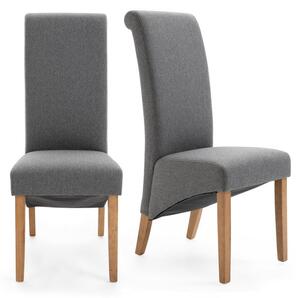 Chester Set of 2 Dining Chairs, Herringbone Fabric