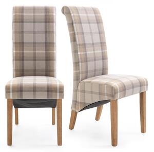 Set of 2 Chester Dining Chairs, Woven Check Fabric