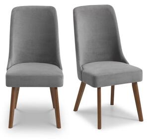 Huxley Set of 2 Dining Chairs, Grey Velvet