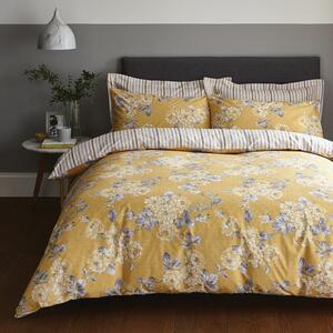 Ashbourne Ochre Reversible Duvet Cover and Pillowcase Set