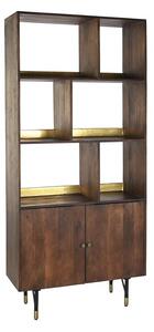 Shelves DKD Home Decor Black Golden Metal Dark brown Mango wood 4 Shelves (90 x 35 x 200 cm)