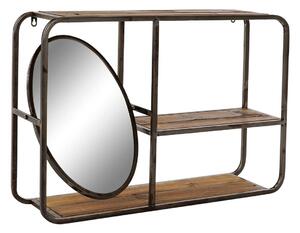 Shelves DKD Home Decor Black Dark brown Wood Metal Mirror 73 x 19 x 50 cm