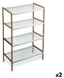 Shelves Confortime White Brown 4 Shelves Bamboo 70 x 35 x 100 cm (2 Units)