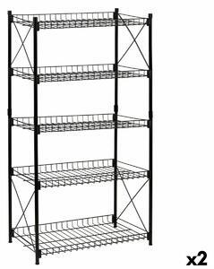 Shelves Confortime Metal Black 52 x 34 x 110 cm (2 Units)