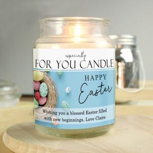 Personalised Large Happy Easter Candle Clear