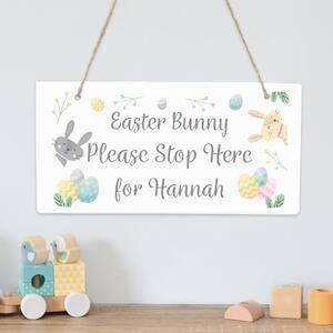 Personalised Easter Springtime Wooden Sign Natural